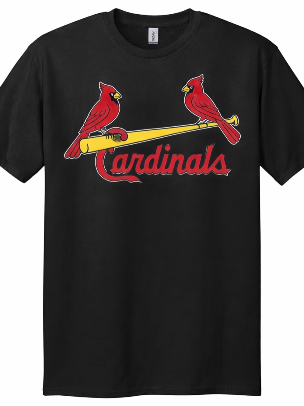 Cardinals Baseball Shirt Birds on Bat Graphic Tee Red Black Unisex